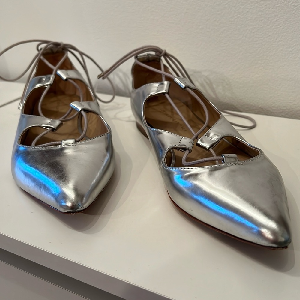 LOEFFLER RANDALL Ambra pointy toe lace ballet flat shoe
